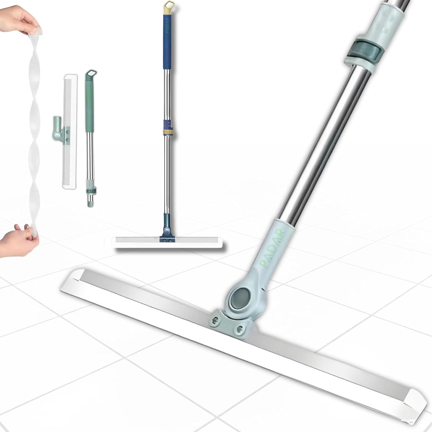 Magic Broom Sweeper for Floor Cleaning – Multifunctional Silicone Wiper Mop with Stainless Steel Extendable Handle – Wet & Dry Use – Bathroom Floor Wiper & Window Squeegee Viper for Home.