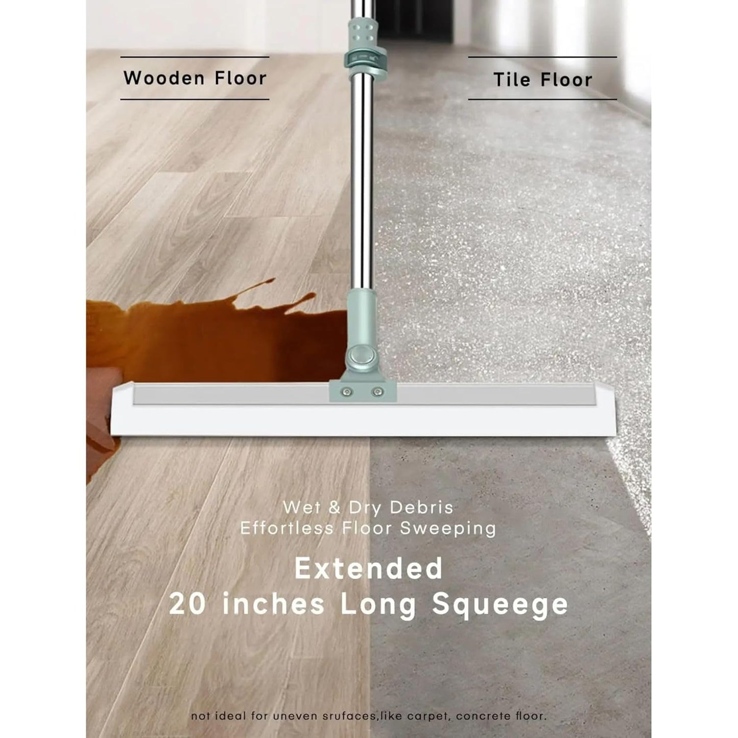 Magic Broom Sweeper for Floor Cleaning – Multifunctional Silicone Wiper Mop with Stainless Steel Extendable Handle – Wet & Dry Use – Bathroom Floor Wiper & Window Squeegee Viper for Home.